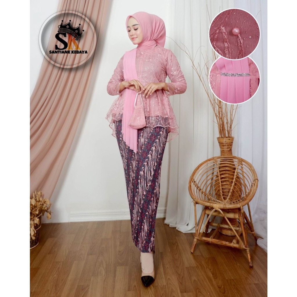 Set Kebaya Modern Baju Kondangan Kebaya Brokat Stelan Kebaya Wisuda Terbaru Kebaya Selendang By Santiank Kebaya