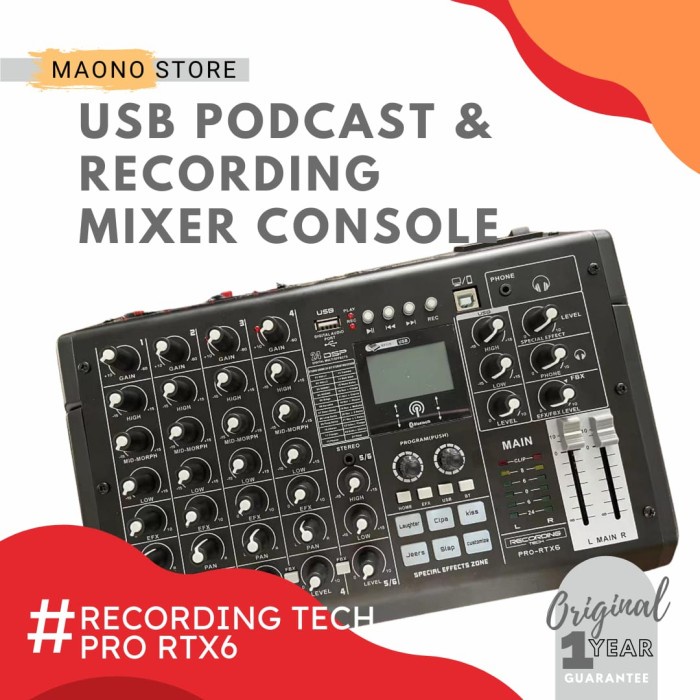 RECORDING TECH PRO RTX6 , USB AUDIO MIXER , RECORDING PODCAST STUDIO