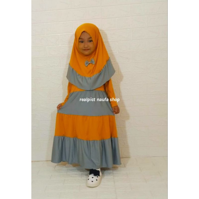 Gamis Jersey Anak 3-5 tahun / gamis terbaru /gamis renda / gamis canda susun