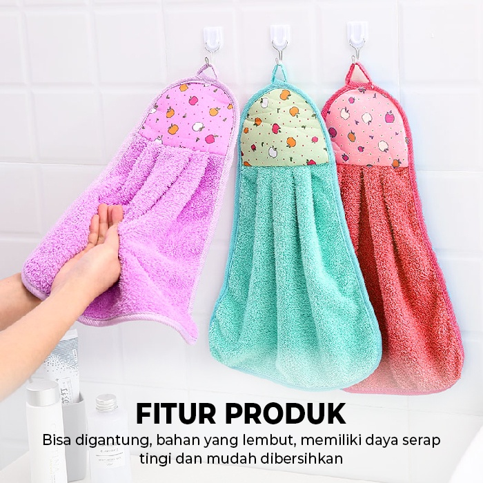 Lap Tangan Kain Handuk Pembersih Meja Piring Dapur Serbet Microfiber Gantung H25 Lap Tangan Murah Berkualitas