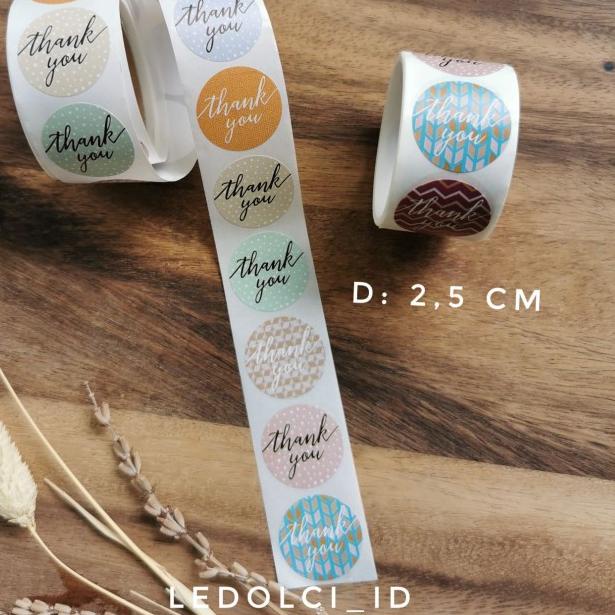 ❂ 100 PCS STICKER LABEL HAMPERS KEMASAN KOTAK KUE THANK YOU MIX WARNA - Bunga ⅍