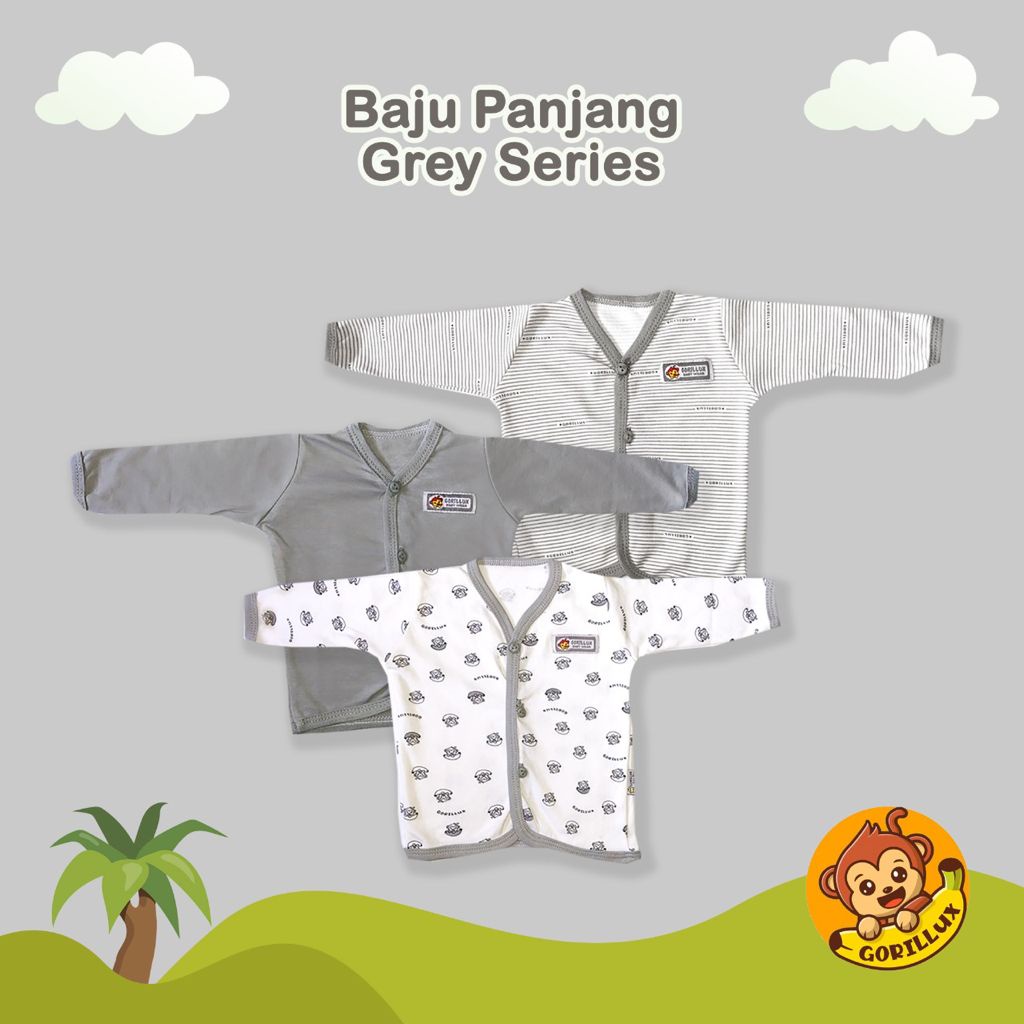 Fluffy / Nova / Gorillux 3 Pcs Baju Panjang Bayi Piyama Baby Newborn