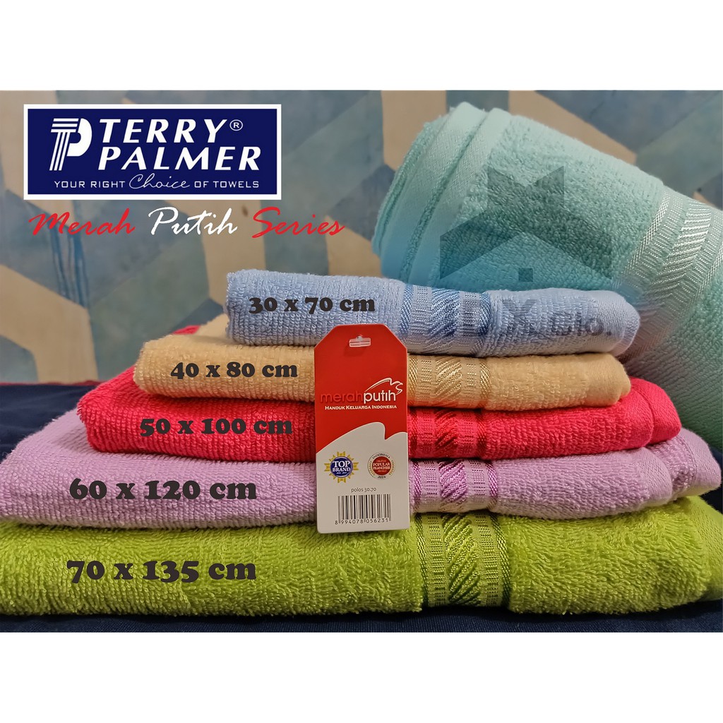  Handuk  Merah Putih Terry Palmer 30x70cm Handuk  Olahraga 