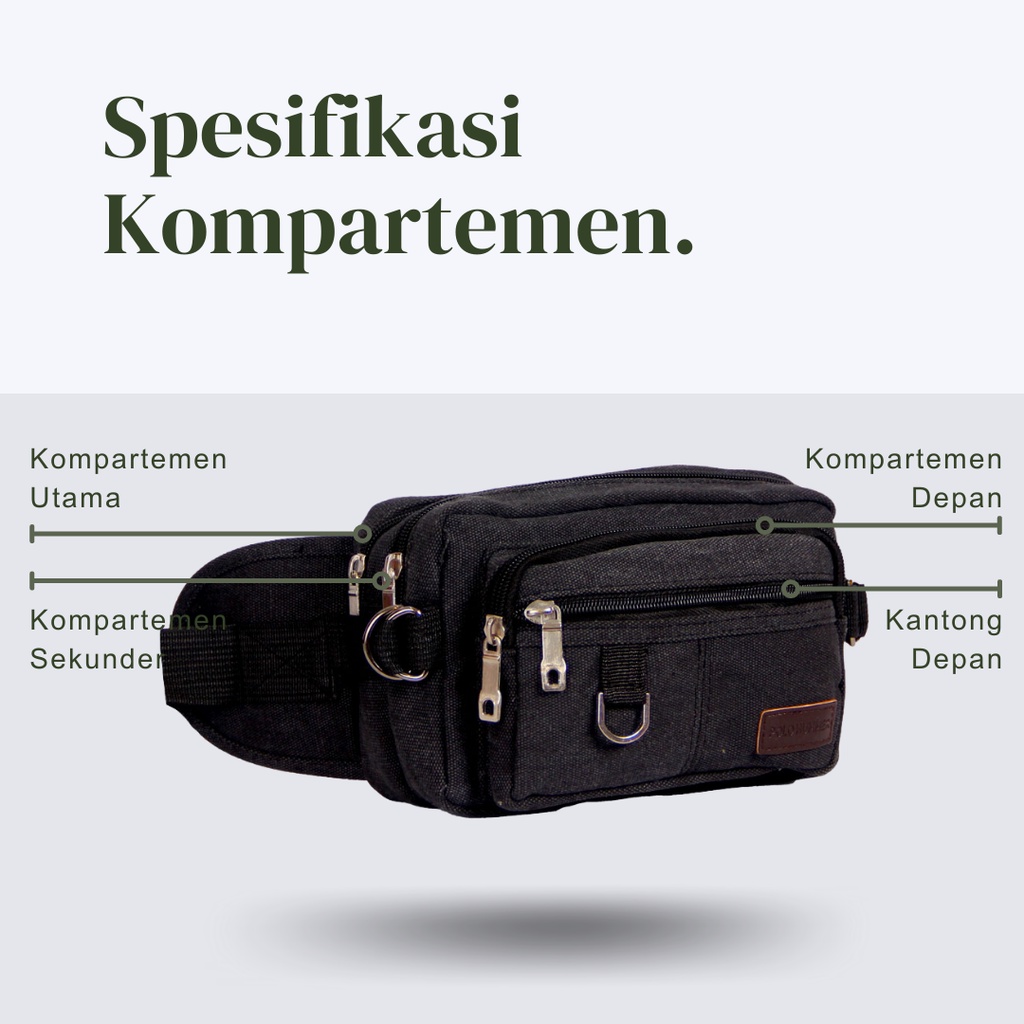 Waistbag Kanvas Denim - Tas Pinggang Pria POLO HUMMER