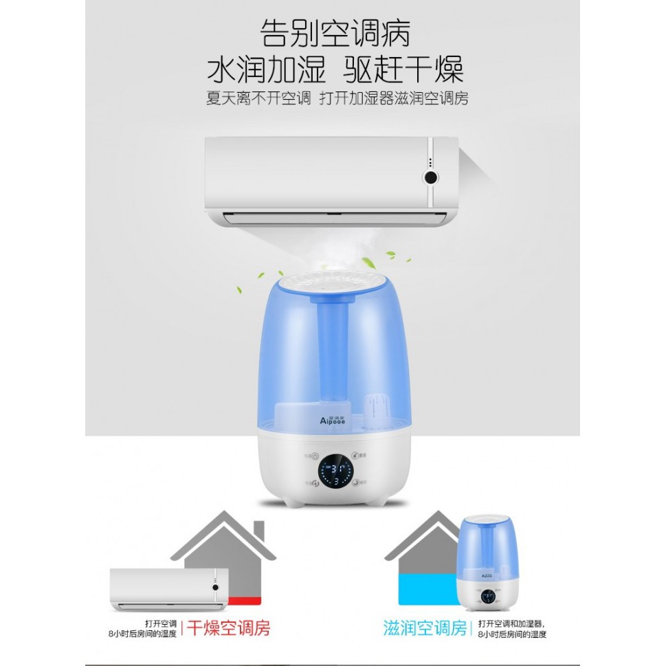 X16 - Large Capacity Cool Mist Humidifier with LED Display - 4.8L