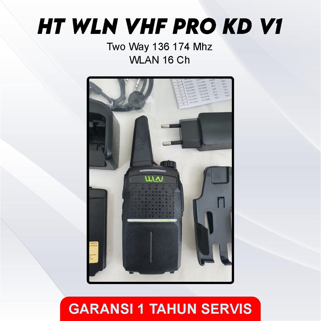 Walkie Talkie HT WLN VHF PRO KD V1 Two Way VHF 136 174 Mhz WLAN 16 Ch Chanel
