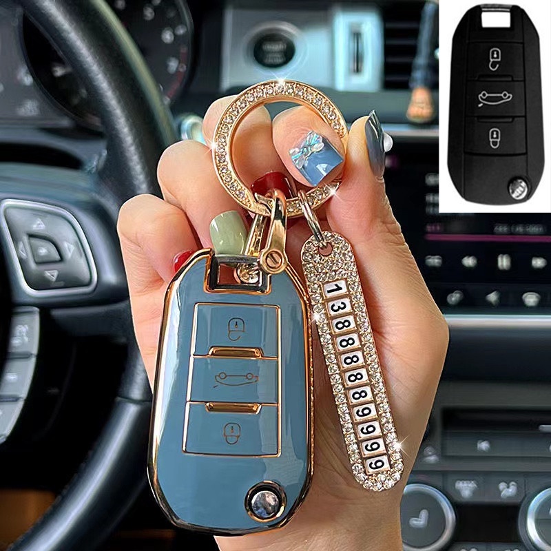 Cover Kunci Mobil Bahan TPU Untuk Peugeot 2008 3008 4008 5008 308 408 508 Citroen C4 C4L C6 C3-XR Picasso DS3 DS4 DS5