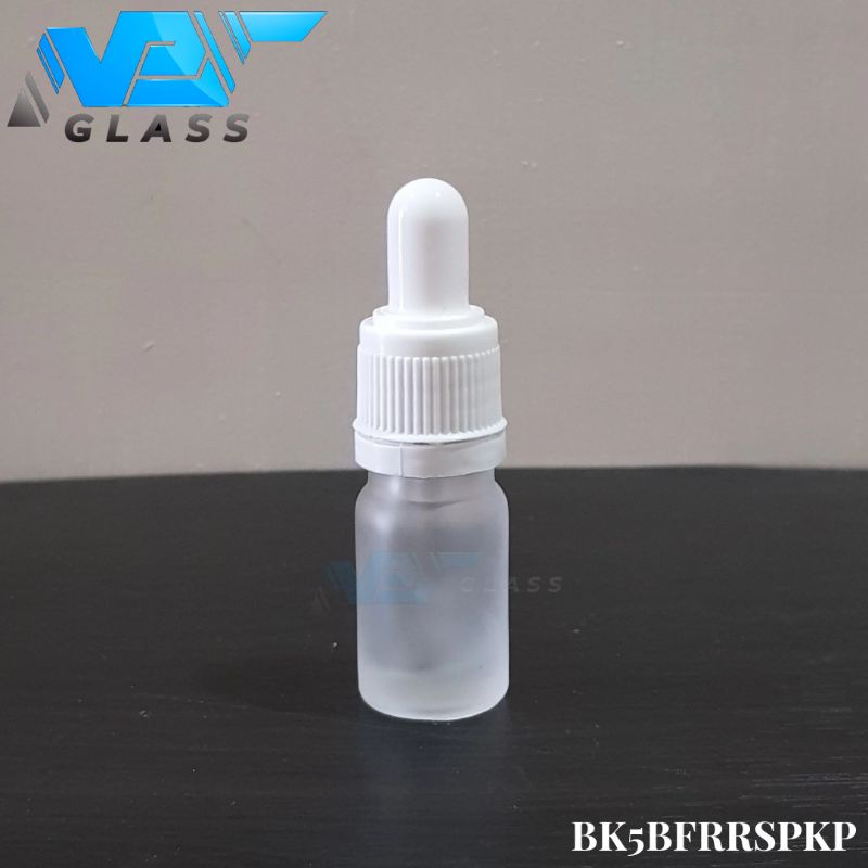 botol kaca pipet 5ml bening frosted / doff - ring segel putih