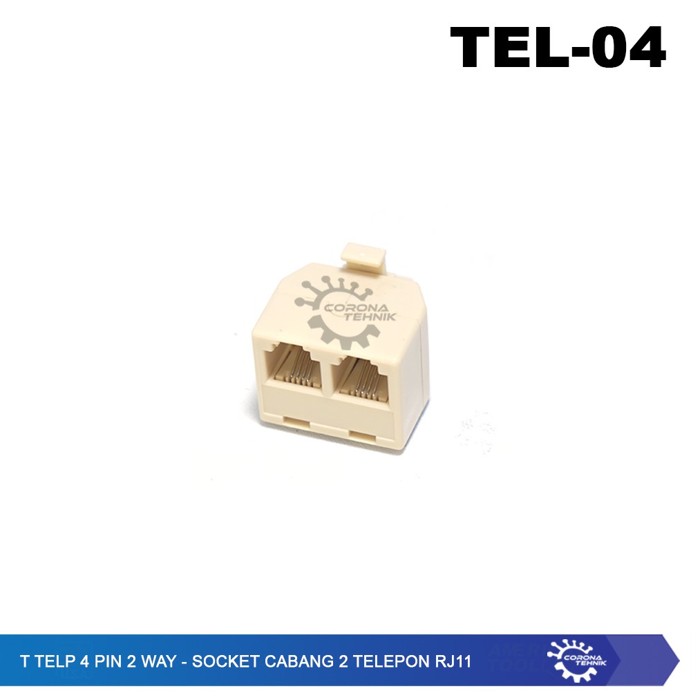 T Telp 4 Pin 2 Way - Socket Cabang 2 Telepon RJ11