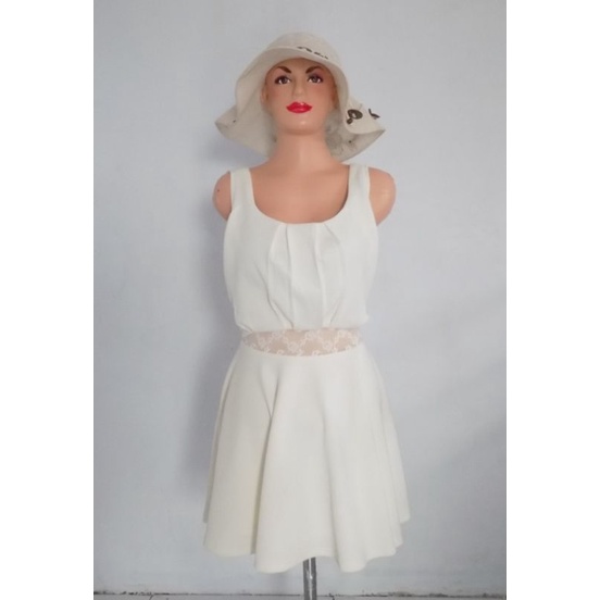 Dress Wanita Midi Tanpa Lengan Motif Polos Gaun Pesta