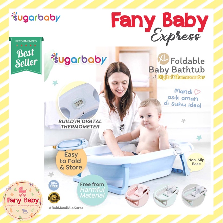 SUGAR BABY XL FOLDABLE BABY BATHTUB WITH DIGITAL THERMOMETER / F88