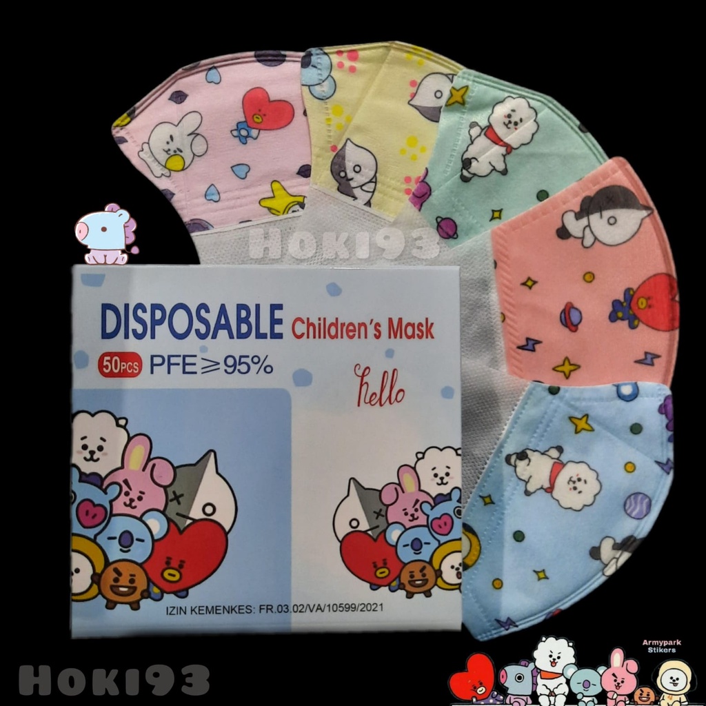 masker duckbill anak facemask masker kids duckbill isi 50pcs