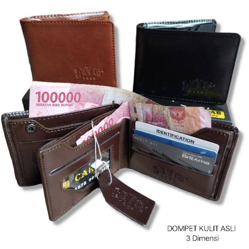 Dompet kulit pria Model Tegak 3D Dompet kulit Asli Premium L 002 Dompet Pria Kulit Asli