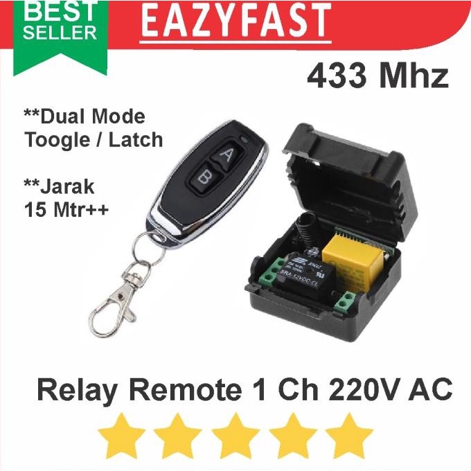 Relay Saklar Remote 1Ch 220V AC 433Mhz Switch 1 Ch 220 V Volt 433 Mhz efst90 Murah