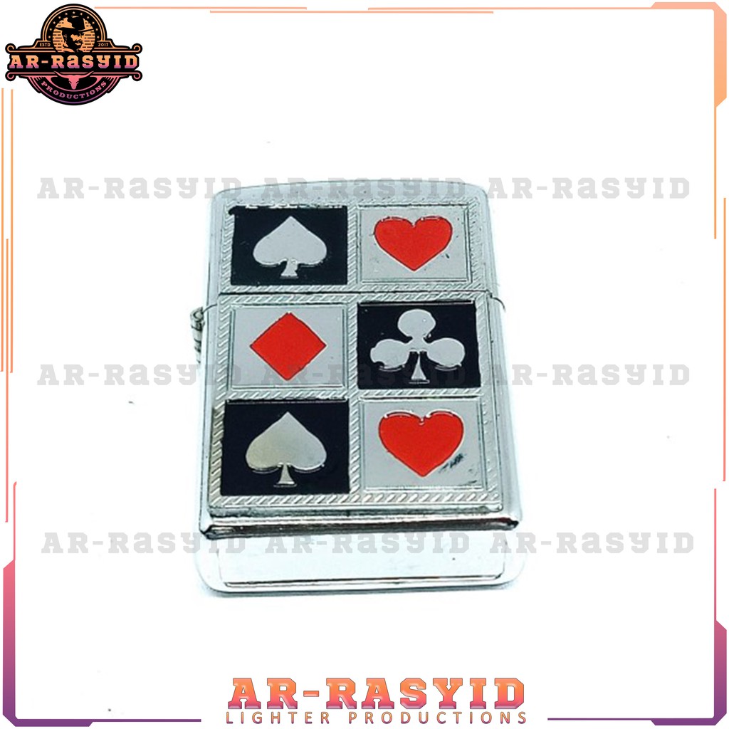 Korek Api Minyak Kantai Motif Kartu Silver Red BISA COD