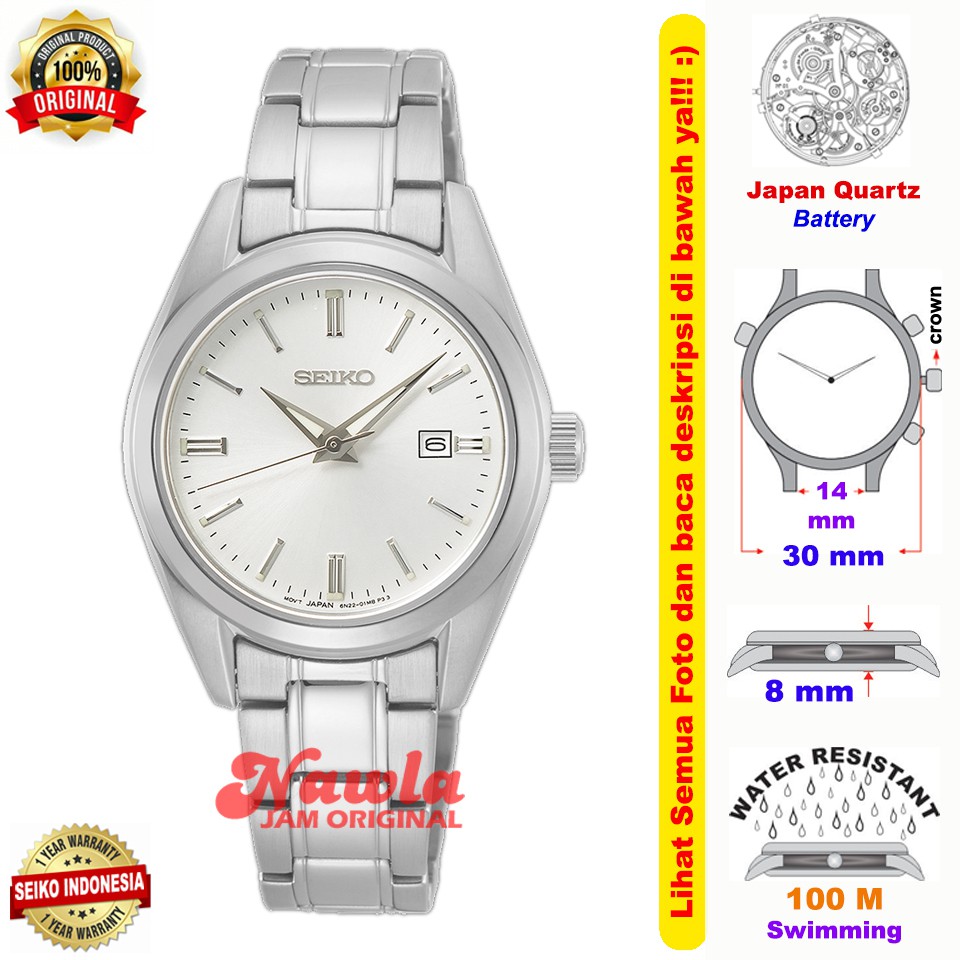 Seiko Ladies SUR633P1 Sapphire Silver Dial - Jam Tangan Wanita SUR633