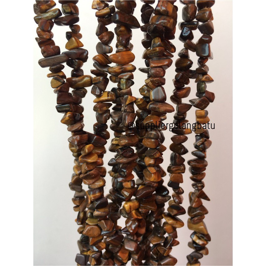 kerikil Batu alam brown tiger eye cokelat 1cm bahan gelang kalung akik aksesoris craft model fashion