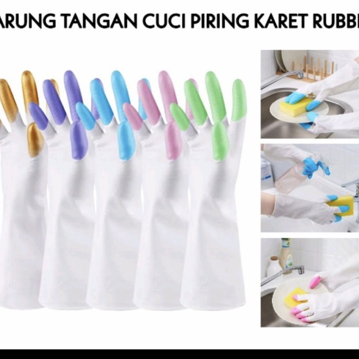 ST59 Sarung Tangan Karet PANJANG WARNA Latex Cuci Piring Anti Bakteri