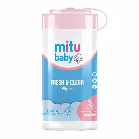 Mitu Baby Wipes Fresh &amp; Clean Blooming Cherry botol 60'S