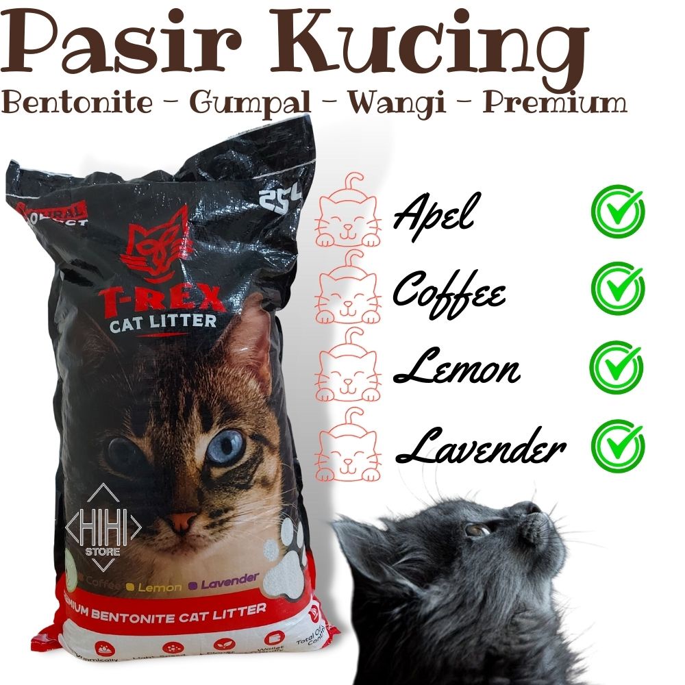 PASIR KUCING GUMPAL / PASIR GUMPAL WANGI T-REX 25lt /  / CAT LITTER TREX / PASIR BERTONITE / ZELOIT - PASIR PREMIUM / PASIR KUCING - BISA GOJEK / GRAB