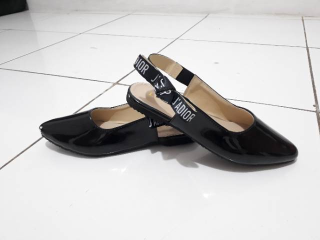 Ready 4 warna.. Sepatu Jdr Mirror Slingback Flat Shoes