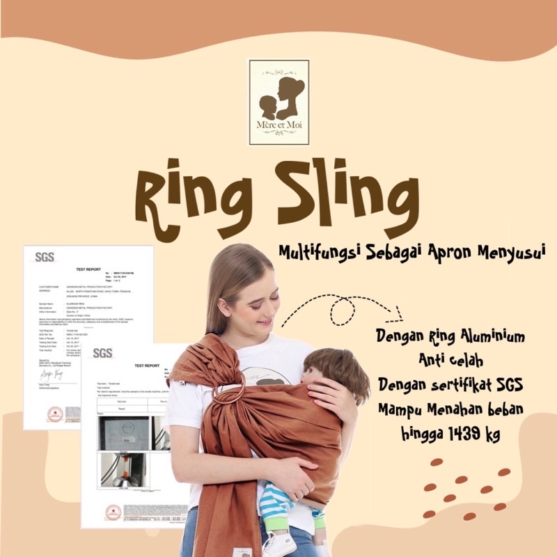 GENDONGAN RING SLING LINEN TANPA CELAH MERE ET MOI SIZE S / GEOS / GENDONGAN INSTAN