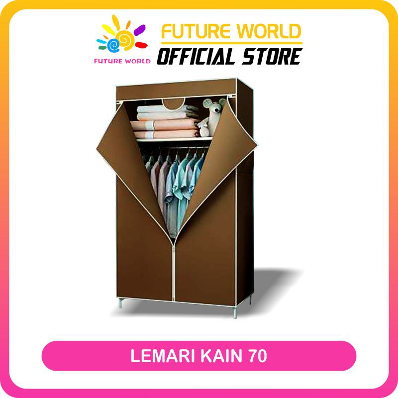 Lemari Portable Lemari Serbaguna Kain Resleting Lemari Sisi Belah Dua