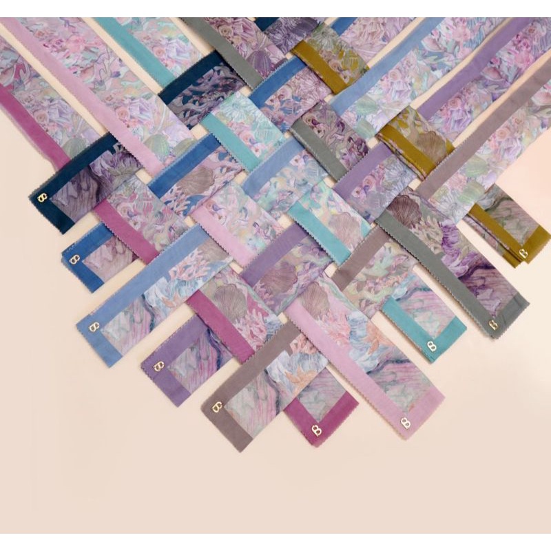 THE LITTLE MERMAID VOAL SQUARE TEAL DAN MUSTARD BY BUTTON SCARF