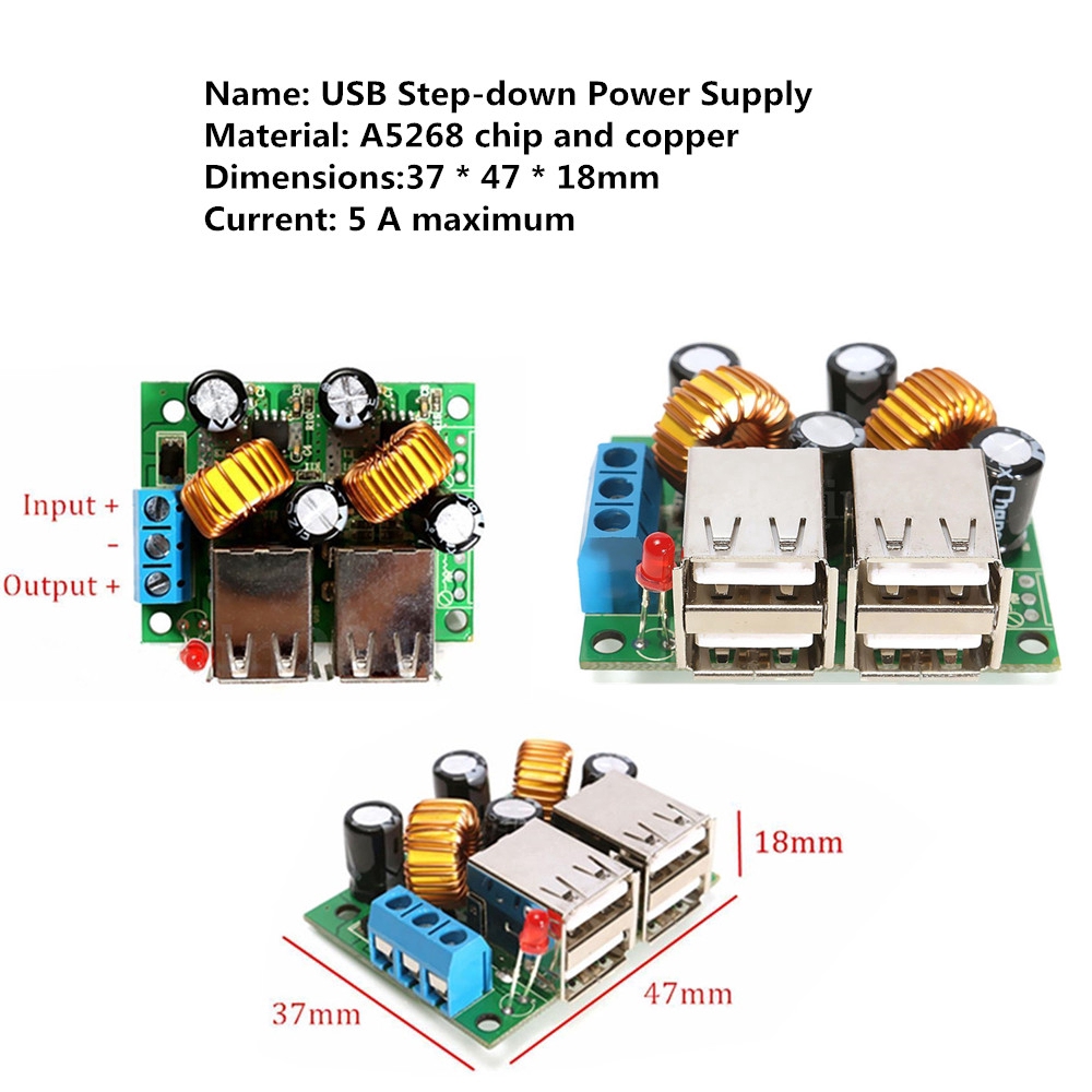 ✫〖ready to ship/COD〗✫  Modul Power Supply Step Down DC 12V 24V 40V to 5V 4-usb untuk MP3 / GPS