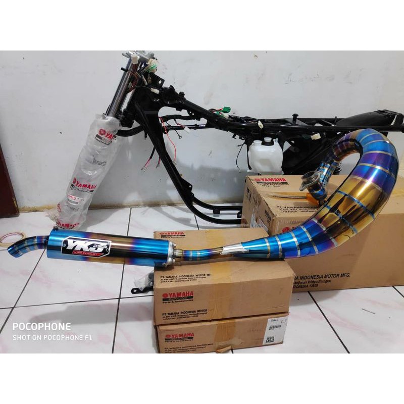 Knalpot YKJ Lobster Stainless Biru Pelangi Original YkJ Racing