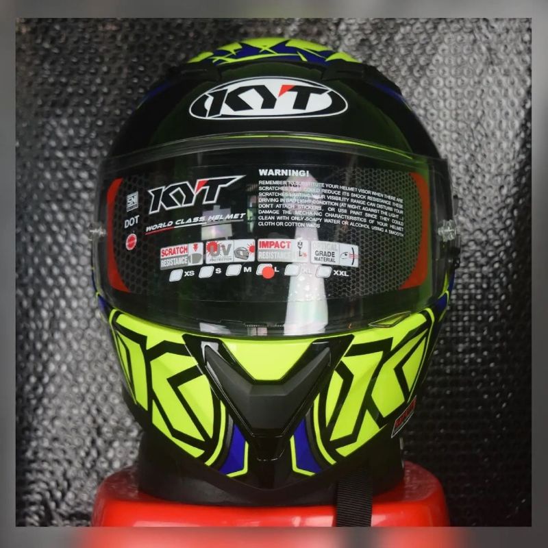 HELM KYT FALCON FR SPIKE YELLOW DOUBLE VISOR ORIGINAL HELM