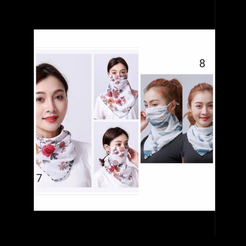 Masker Kain Fashion Wajah Leher Sifon Melindungi dari Sinar Matahari Debu/Scraft/Syal/Half Face Fashionable Mask Aksesoris Wanita Kantor Outdoor