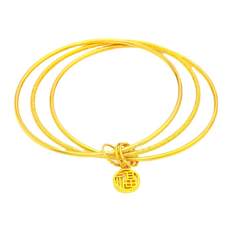 Gelang Emas Asli Kadar 375 Desain Tiga Cincin Forever Love Untuk Wanita
