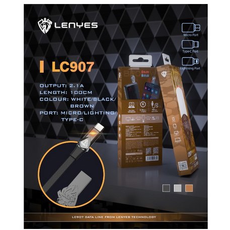 Kabel Data Mikro USB Lenyes LC907 Lightning iphone micro type-c Fast charging