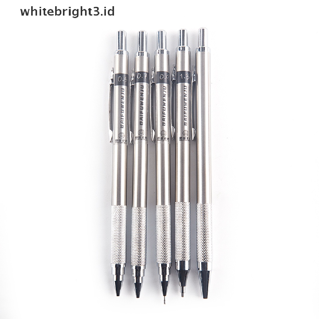 (whitebright3.id) Pensil Mekanik Otomatis 0.5 / 0.7 / 0.9 / 1.3 / 2.0mm Bahan Metal