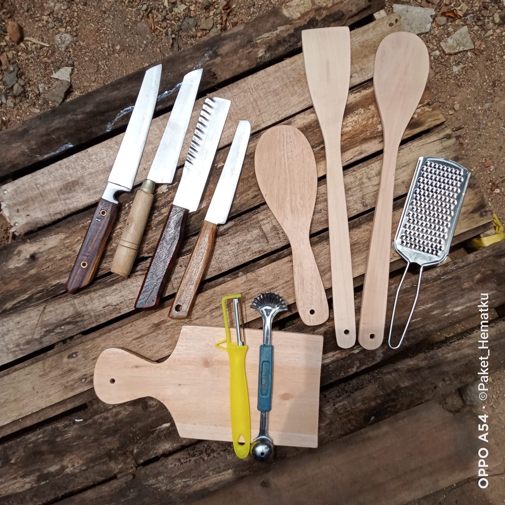 Paket hemat pisau dan peralatan dapur satu set lengkap isi 11 PCS pisau dapur stainless tajam gagang