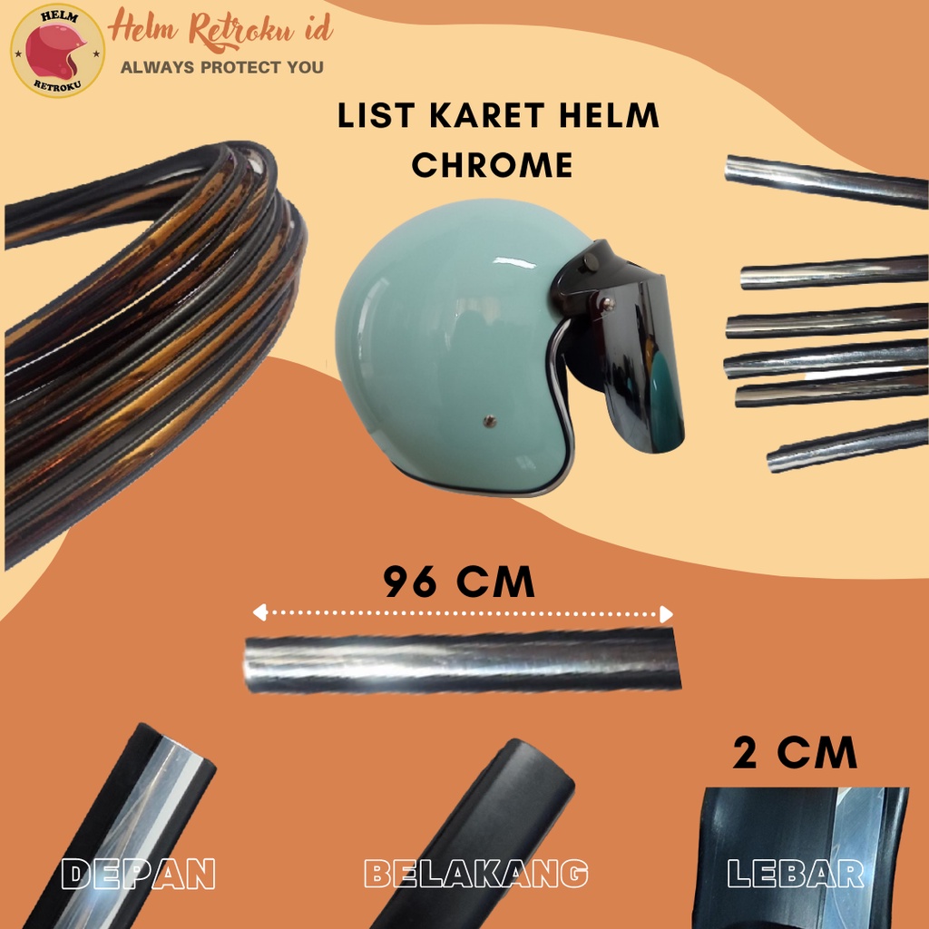 List karet helm | List Chrome | List helm ukuran per 96 cm untuk semua helm