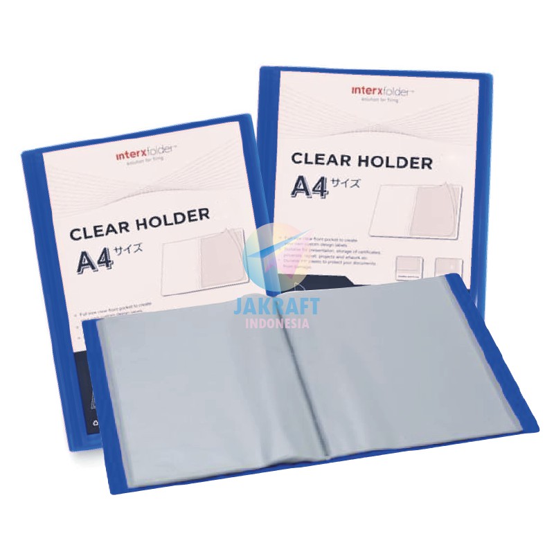 

(1 Pcs) Map Clear Holder Display Book A4 isi 40 PP Pocket Biru Blue Transparan Tebal