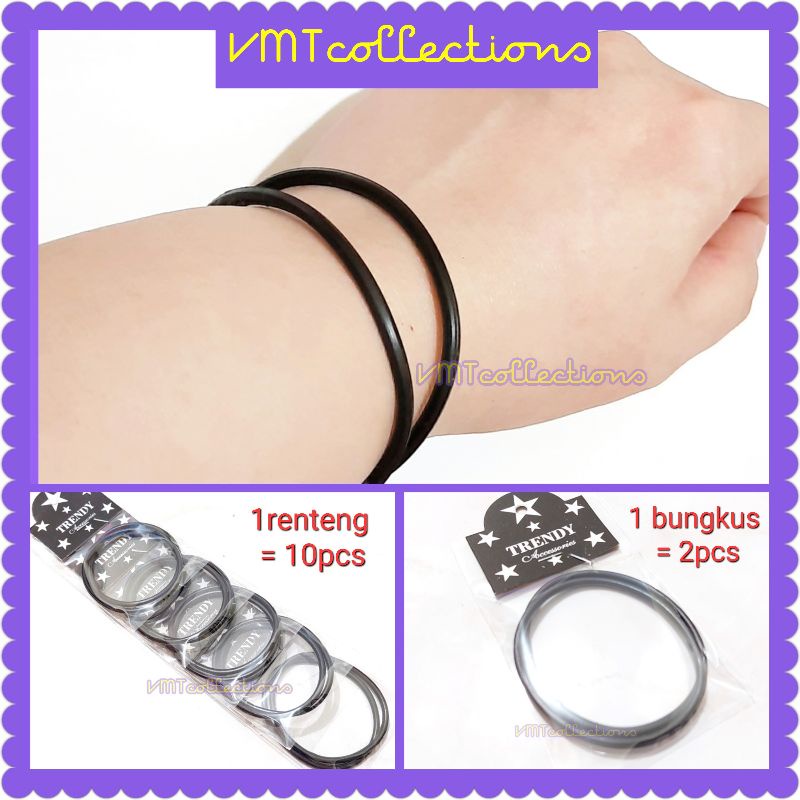 VMT - 10pcs GELANG KARET HITAM / GELANG SIMPLE / GELANG HITAM POLOS