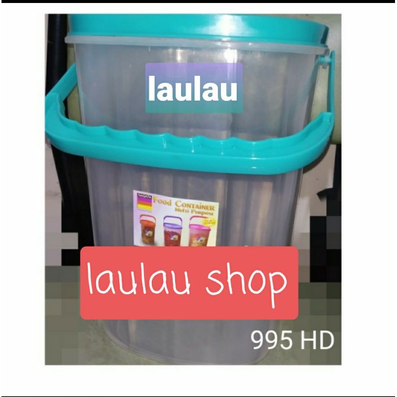 Aquarium Es buah 15 Liter + Gayung Nagata 995 Toples Plastik Rice Box Mirip Green Leaf 0166