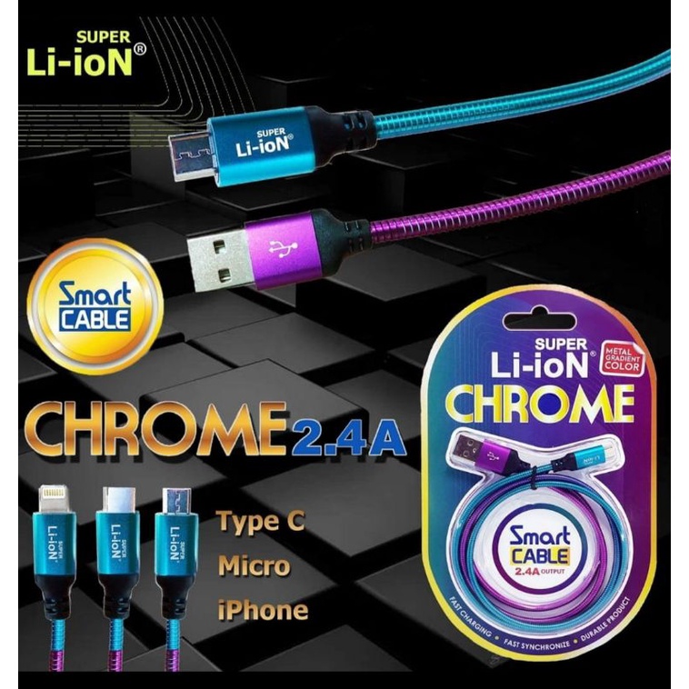 Kabel charger Super Li-ion New Chrome New Colour / Bunglon Iphone 5/6/7/8 (Purple Blue)
