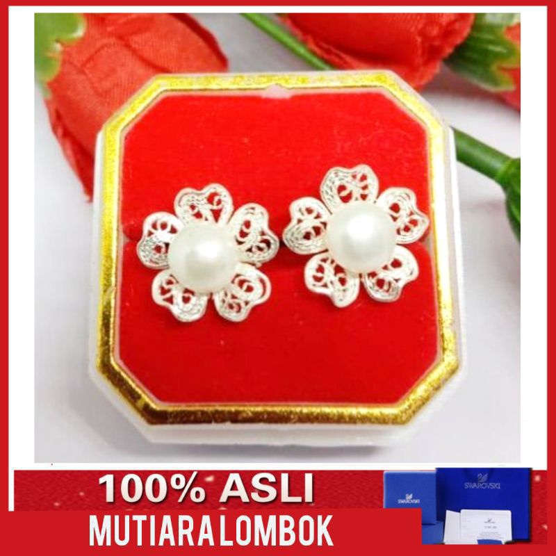 jewellery anting perak mutiara lombok asli anting tusuk mutiara lombok perhiasan anting mutiara