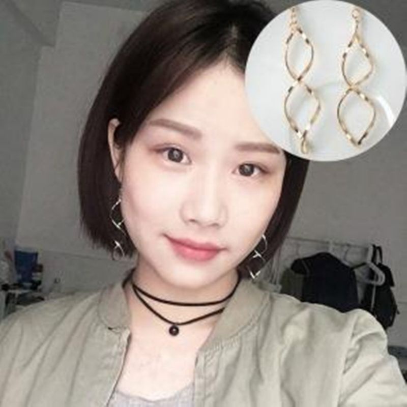 1 Pasang Anting Wanita Desain Spiral Minimalis Style Korea