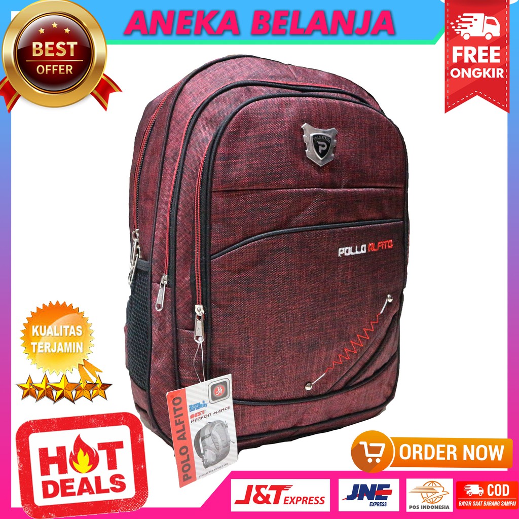 Tas Alfito Rumput Coklat Merah Backpack SD SMP SMA Kuliah Seminar Diklat Berkualitas