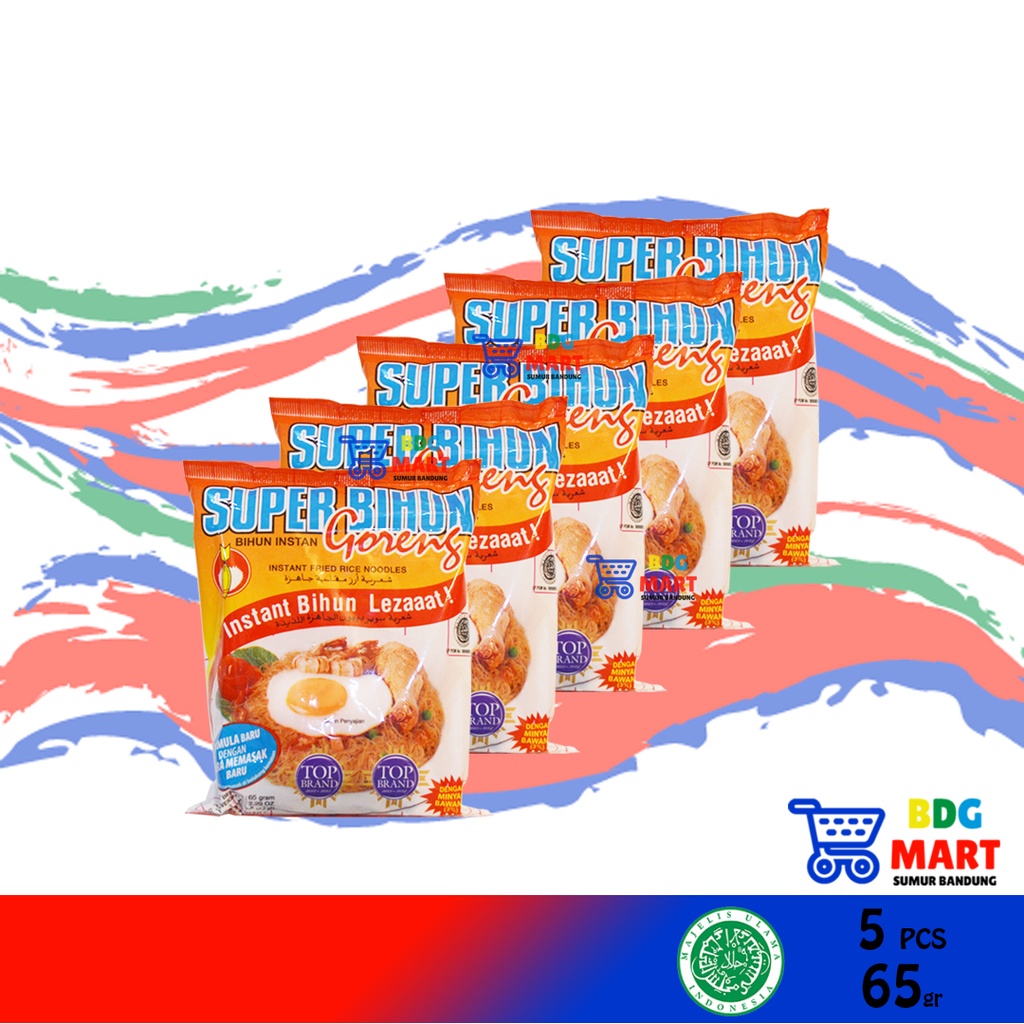 

5PCS Super Bihun Goreng Bihun Instan Paling Nikmat Mudah Masaknya Bumbu Atom Halal MUI - 5pcs x 65gr