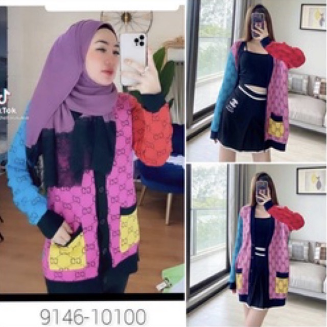 CARDIGAN RAJUT GUCCII IMPORT PREMIUM || CARDIGAN RAINBOW