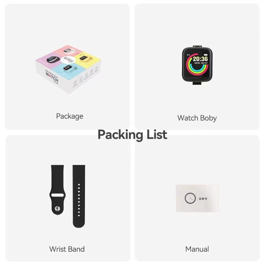 Smartwatch D20s / D20 Macaron Candy Y68 / Y68M Jam Tangan Smart Watch - Putih