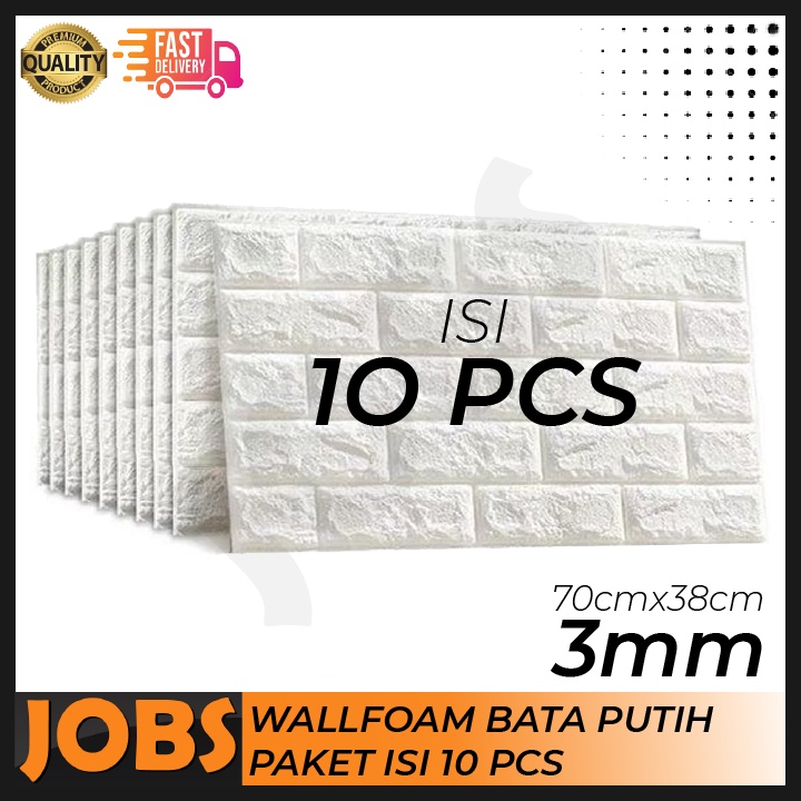 TERMURAH - Paket 10 PCS Wallfoam 3D Dinding Bata Putih - Dekorasi Wallpaper Dinding Murah