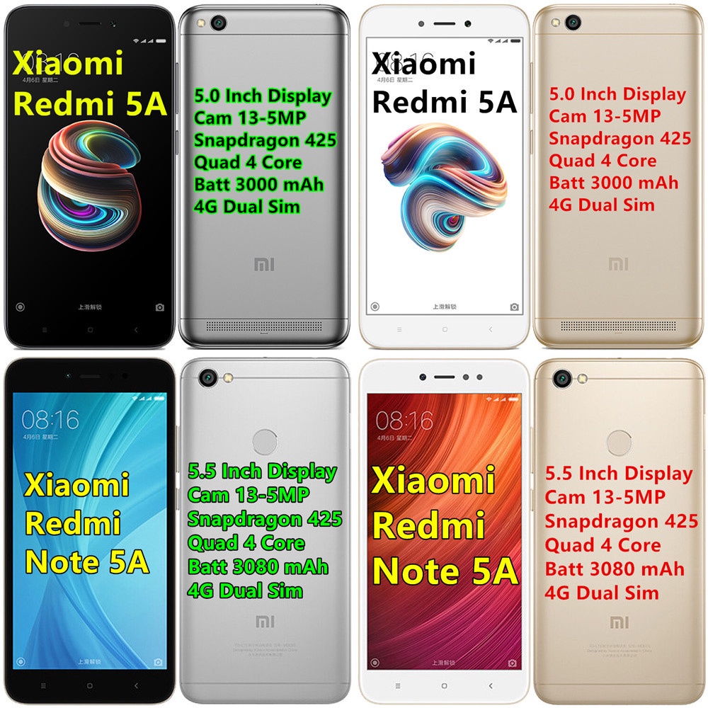 Xiaomi Redmi 5A Smartphone redmi5A hp Android Murah Xiaomi Telepon 2/16 GB 3/32 GB Layar Penuh 5.0 '' Dual SIM hp Xiaomi Redmi Murah Garansi 1 Tahun