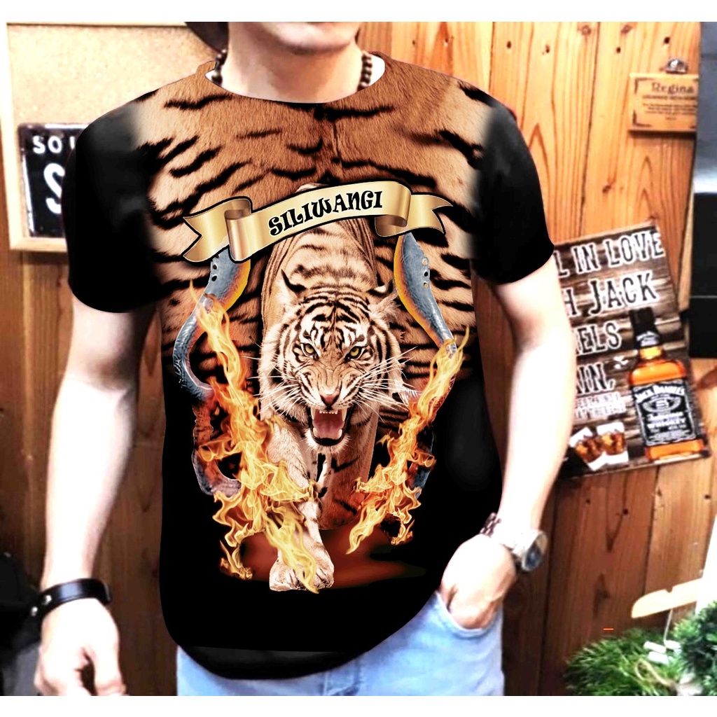 Kaos Distro Pria Keren Terbaru Motif Macan MC-15 Siliwangi / Pakaian Pria / Shalch Trendy